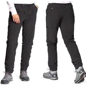 Eddie Bauer Women's Flexion 3.0 Fleece-Lined Pull-On Jogger Pants Black Sz 8 EUC